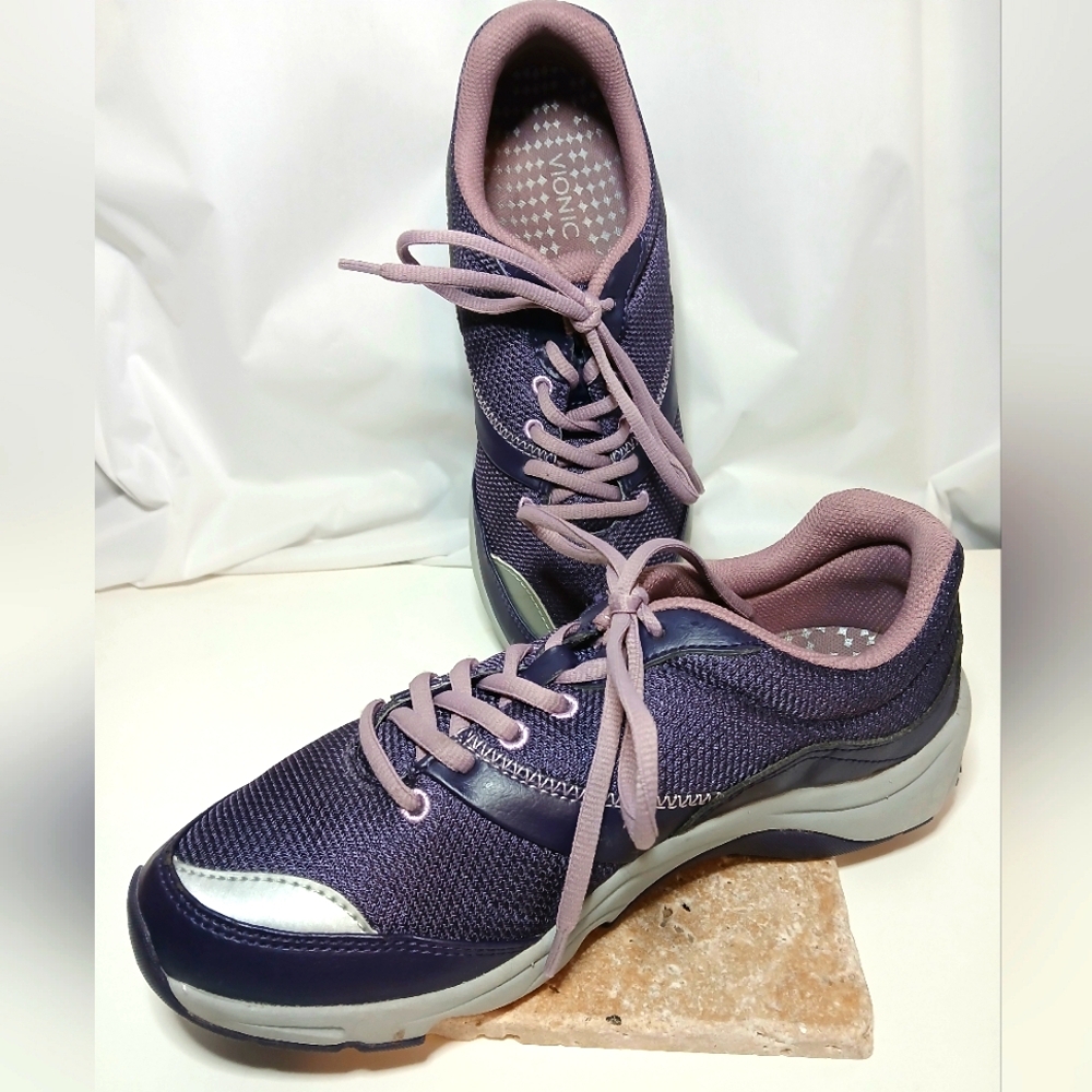 VIONIC KONA Women's Athletic Walking Comfort Shoes Sneakers Mesh Purple Gray EXC